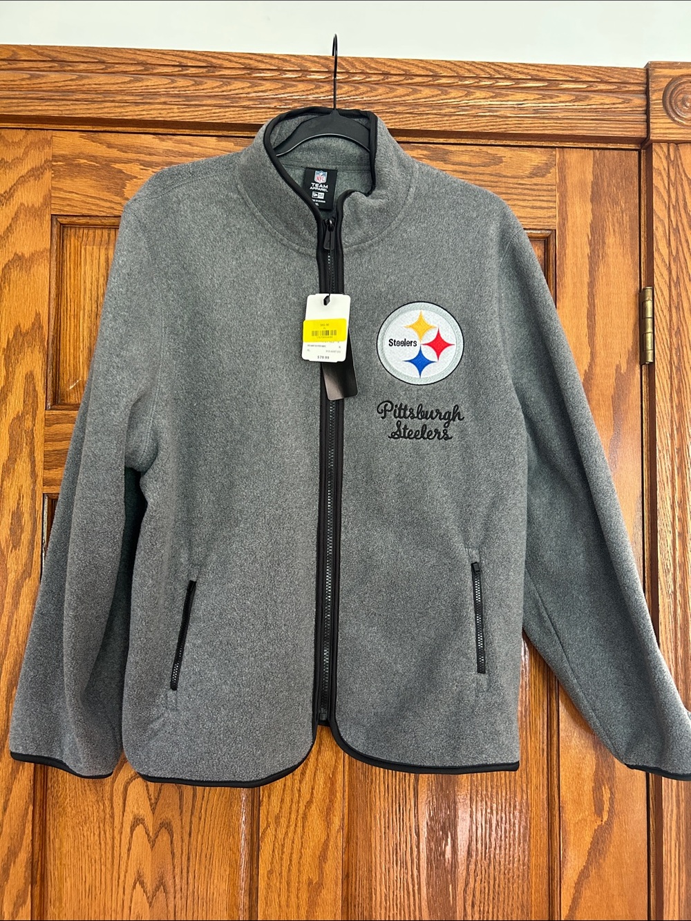 NWT Ladies Pittsburgh Steelers Gray Fleece Full-Zip Jacket
